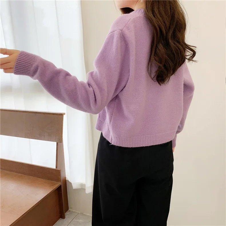 pink sweater Womens Long Sleeve Cropped Cardigan Sweater Button Down Knitted Casual Sweater turtleneck sweater