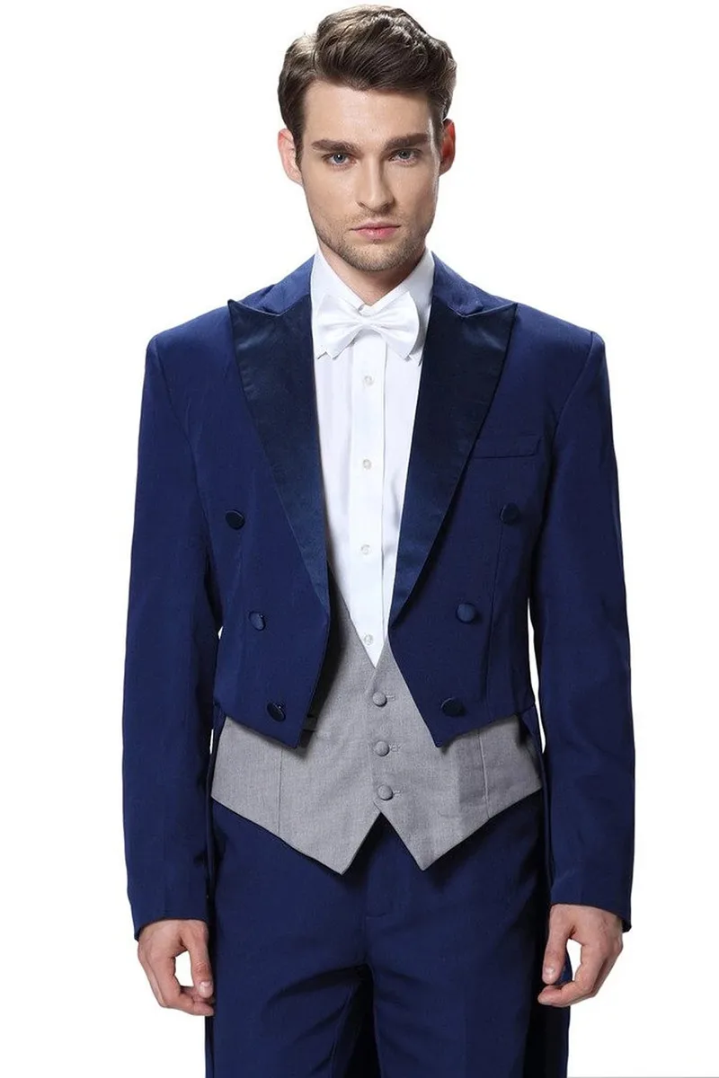 New Fashion Tuxedo Men's Three Piece New Wedding suit Tailcoat & Tuxedo Jackets Vest Pants Suits Costume Homme Long Terno 2