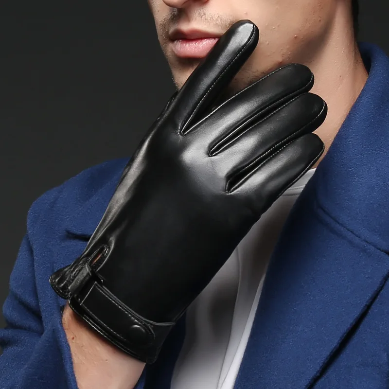 

Touch Screen MEN'S Gloves Model Washing Leather Gloves Tendons Autumn & Winter Pu Brushed and Thick Korean-style Fashion Driving