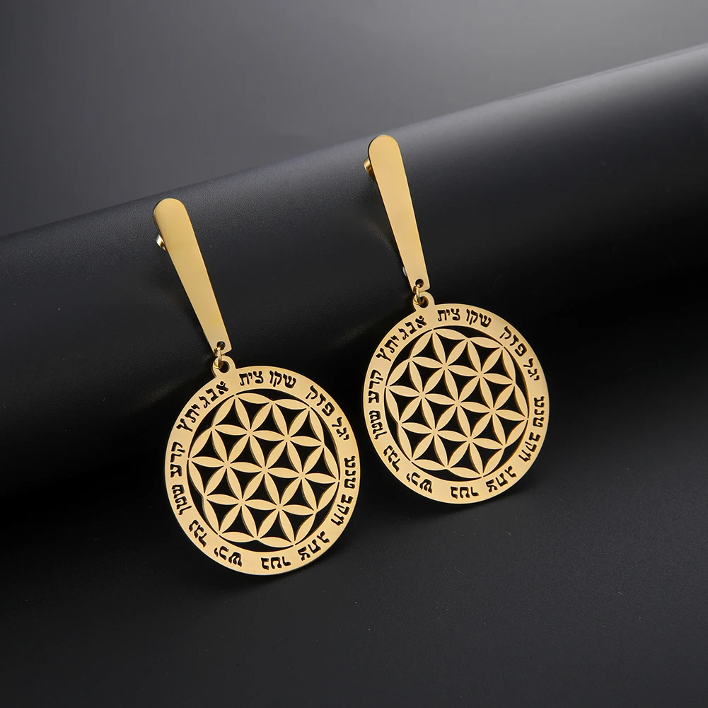 Dawapara Vintage Flower Of Life Earrings Ancient Egypt Totem Stainless
