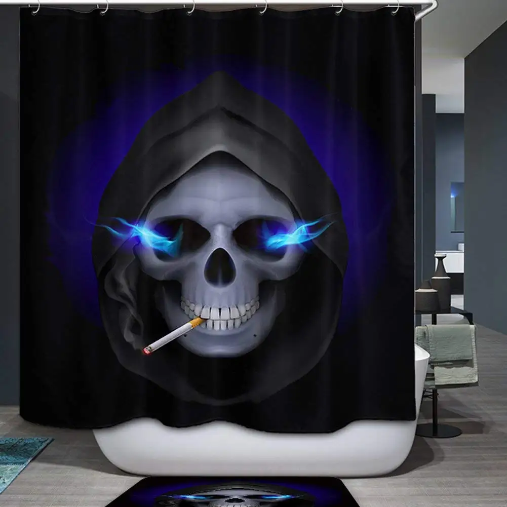 Персонализированная прохладная занавеска с черепом для душа водонепроницаемый
