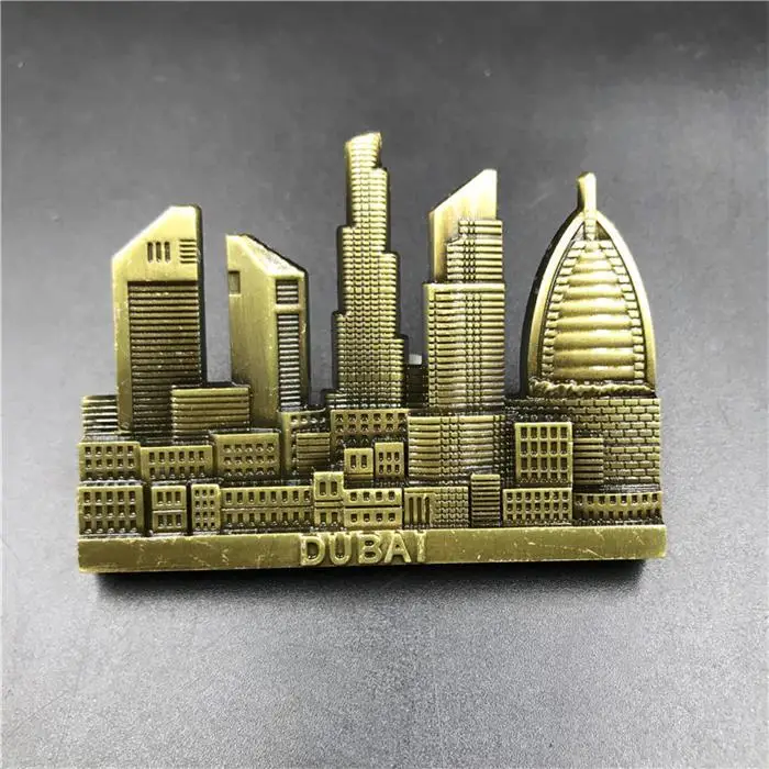3d стерео металлический магнит на холодильник магнитные наклейки на холодильник США Египет Австрия Испания Дубай Россия Шанхай Макао сувенир ремесло - Цвет: Dubai