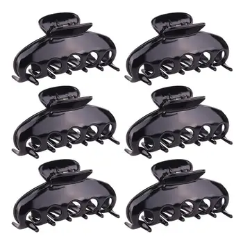 

6pcs Fashion Plastic Hair Claws Black Shower Hair Clip Ponytail Holder Gripper for Women Girls