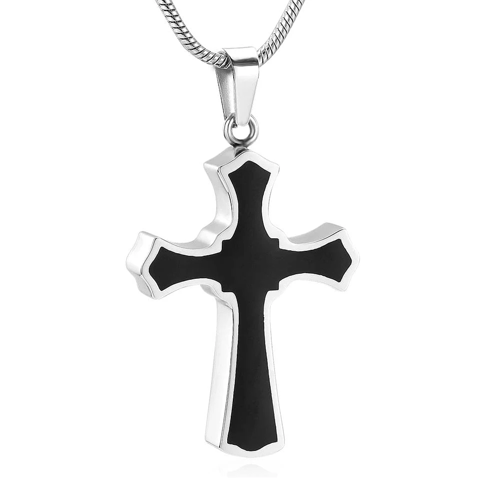 IJD8023 Classic Mens Stainless Steel Cross Urn Pendant Necklace Cremation Jewelry for Ashes Holder | Украшения и аксессуары