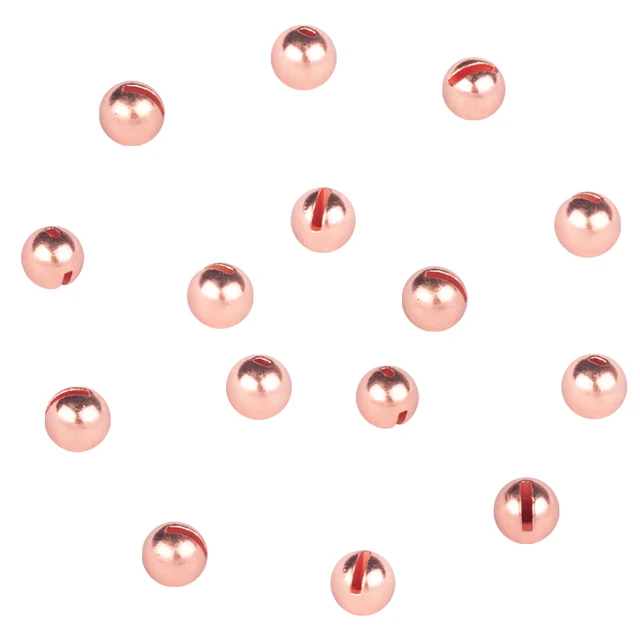 MUUNN 100pcs 3.8-6.4mm Tungsten Slotted Beads Fly Tying Material Multi-Color Fly Fishing Tungsten Beads  Fishing Weights COPPER