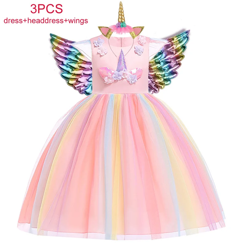 Carnival Unicorn Dress Easter Princess Dress Kids Dresses For Girls Costume Children Birthday Dress Wedding Dress Vestidos 2-10