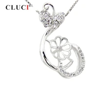 CLUCI стерлингового серебра 925 Подвески Подвесные женские украшения Серебро 925 жемчуг крепление Подвески Милая бабочка кулон для ожерелья