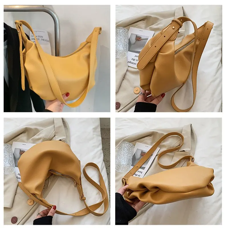 Vintage Fashion Hobos Bags Women Handbags Luxury Designer Shoulder Bag Female Simple Soft Leather Messenger Bag Women Handbags