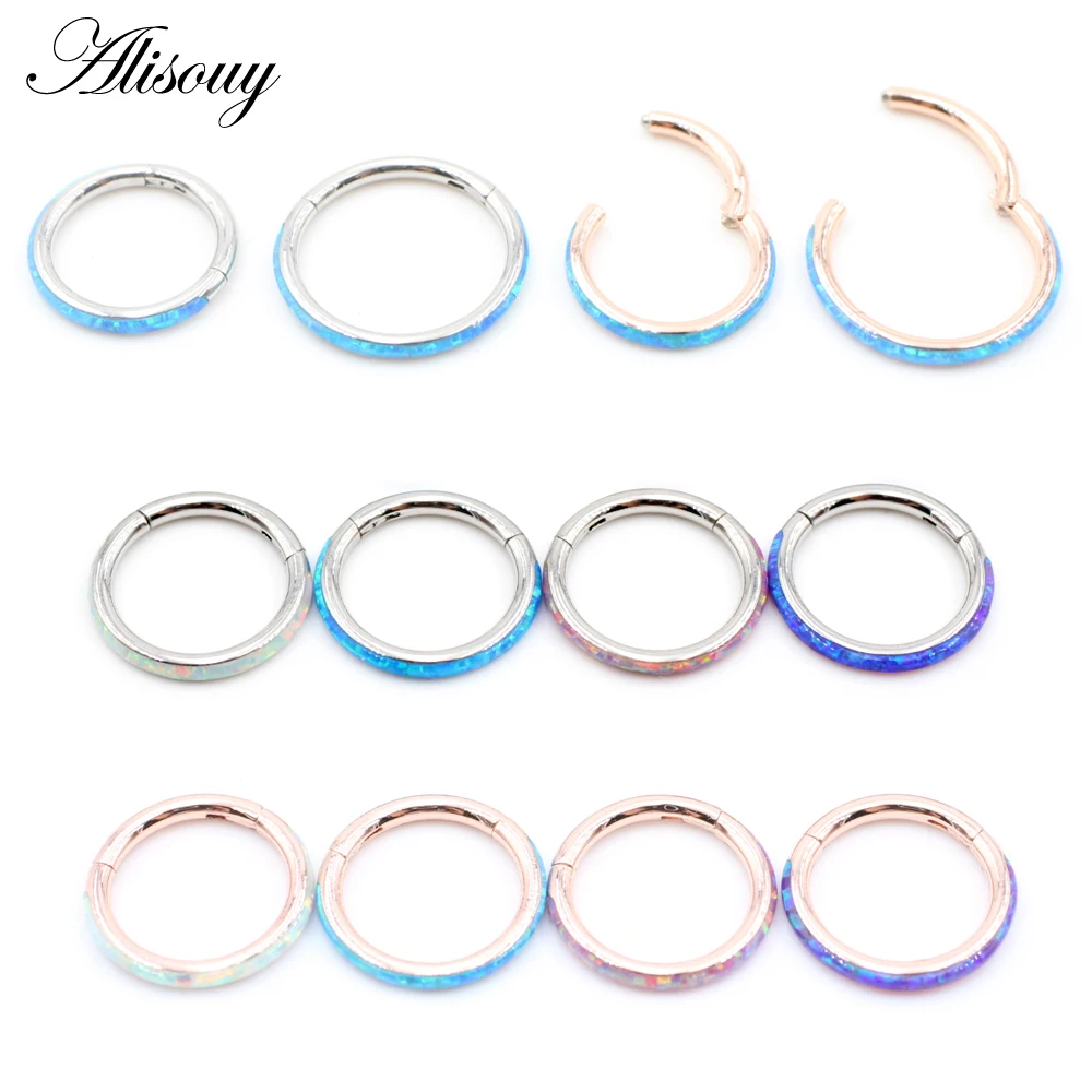 Stainless Steel Septum Piercing Opal Stainless Steel Hoop Segment
