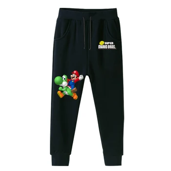 

Mario gray Pants Elastic Children Sports Pants winter thick Kids Toddler Cotton Long Pants Boys Girls Trousers Hot
