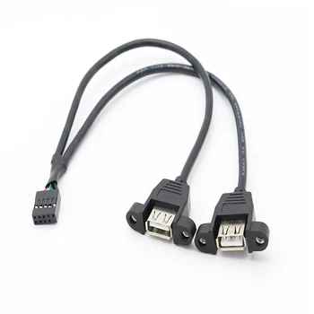 

Motherboard Internal 9pin Pitch 2.54mm to Dual Port USB 2.0 A Female Screw Lock Panel Mount Cable 30cm 50cm 100cm