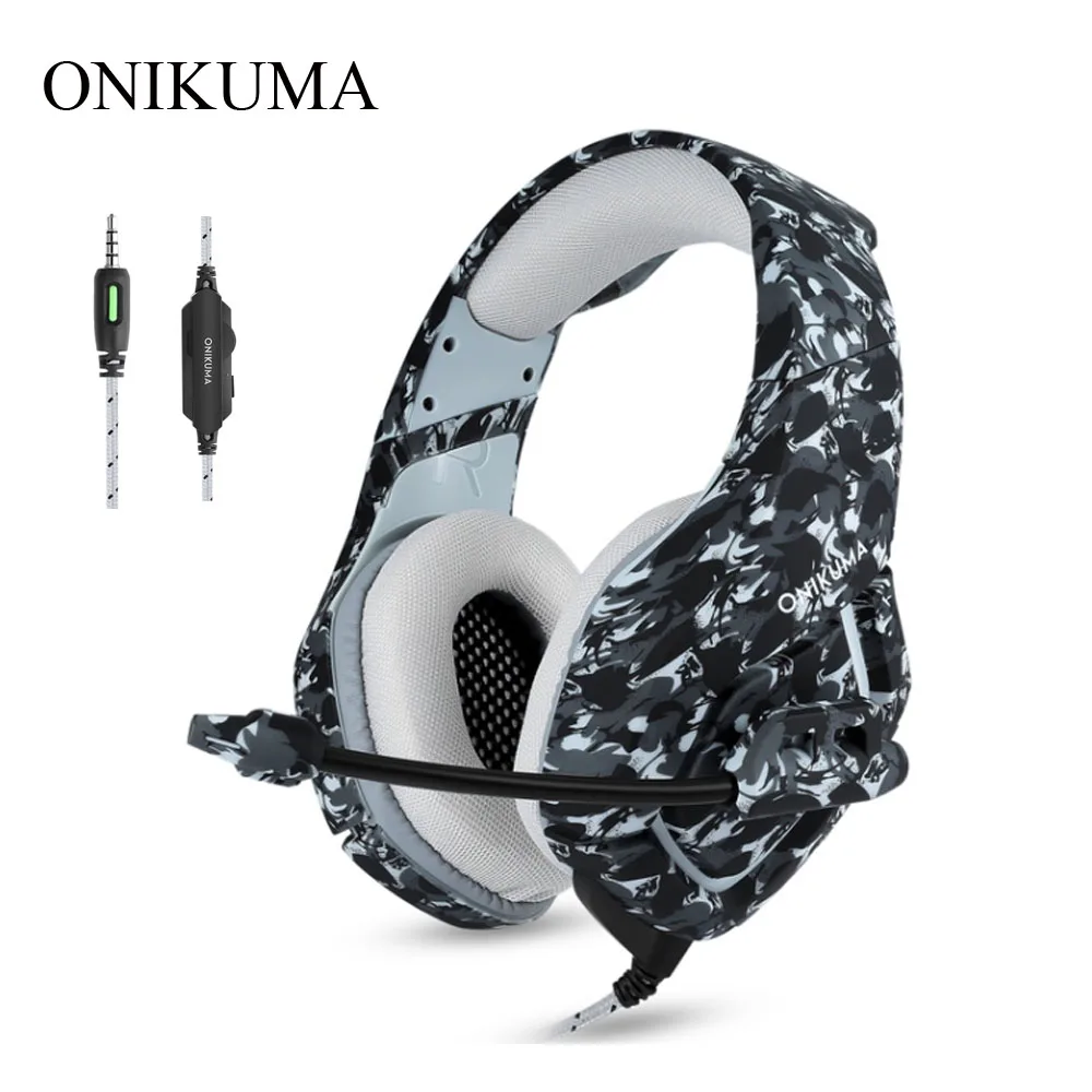 ONIKUMA K1 Gaming Headphones Camouflage Wired Deep Bass Headsets Casque with Microphone for Laptop PC Gamer PS4 Mobile|Headphone/Headset| - AliExpress