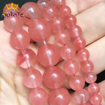 

Natural Mineral Stone Beads Cherry Quartz Round Loose Spacer Bead For DIY Jewelry Making Bracelet Accessories 15'' 4 6 8 10 12mm