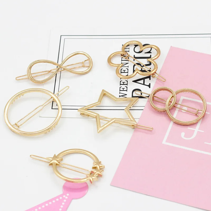 

2019 Fashion Hair Clip Elegant Design Triangular Moon Lip Round Barrette Stick Hairpin Hair Pins Head Accessories for Women