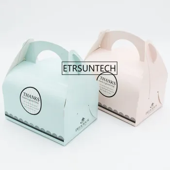 

200pcs Cake Box with handle Candy Cupcake boxes Box for Package gifts wedding paper cardboard cake box whit