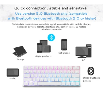 

Bluetooth Dual-Mode Mechanical Keyboard RGB Multiple Lighting Effects 61-Key Bluetooth Tablet Mobile Phone Green Keyboard