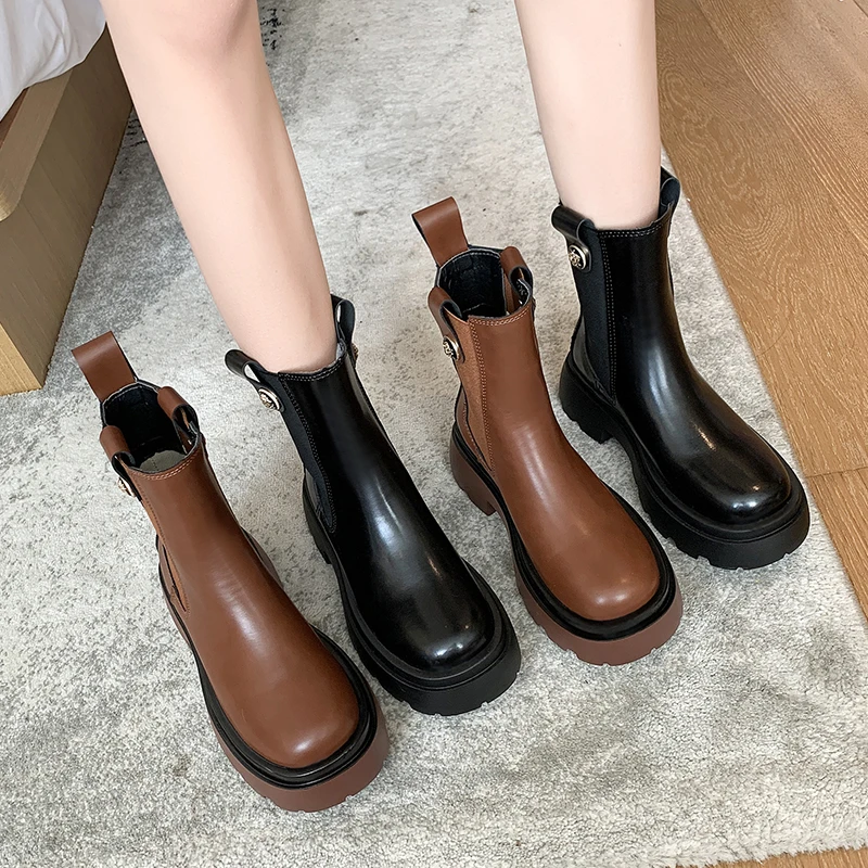 

Chelsea Boots Women's Autumn 2021 New short Boots Thick-soled Short Boots Fashion All-match Comfortable Motorcycle Boots Women