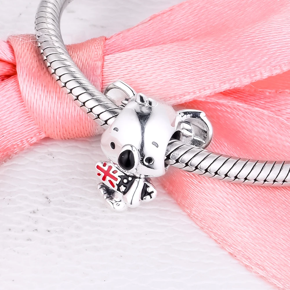 Fits-for-Pandora-Beads-Bracelets-Surfing-Koala-Charms-100-925-Sterling-Silver-Jewelry-Free-Shipping (1)