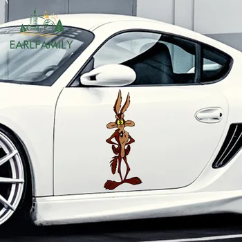 

EARLFAMILY 43cm x 21.1cm For Looney Tunes Wile E Coyote Car Stickers Waterproof Decal Vinyl Material Occlusion Scratch Decor