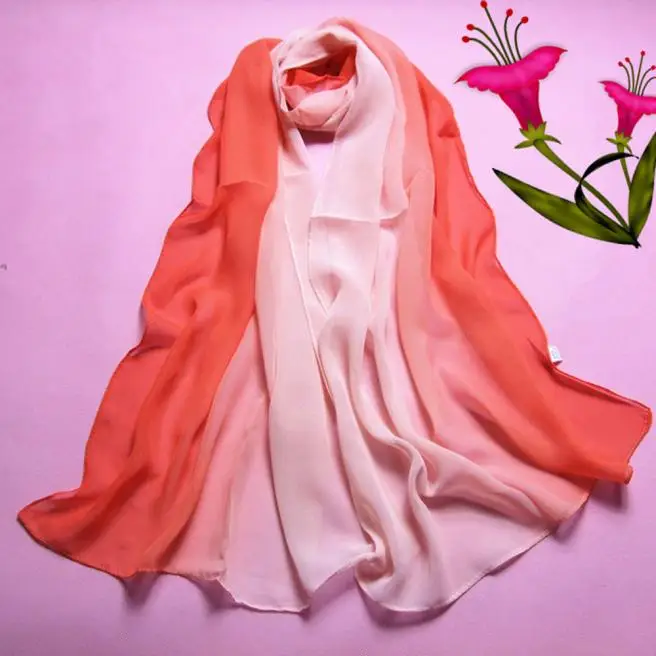 Купить Fashion Lady Gradient Color Long Wrap Women's Shawl Chiffon Scarves Summer High Quality Striped Winter Neck Wram 12.4  | Отзывы и видеообзор (4000437809590)