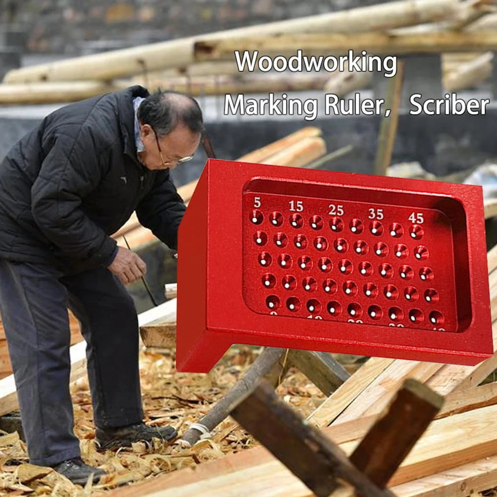 T50 Scriber Carpentry Mark Ruler Hole Aluminum Crossed Gauge Measure Tool Angle Tool For Woodworking Measuring Angles Tool
