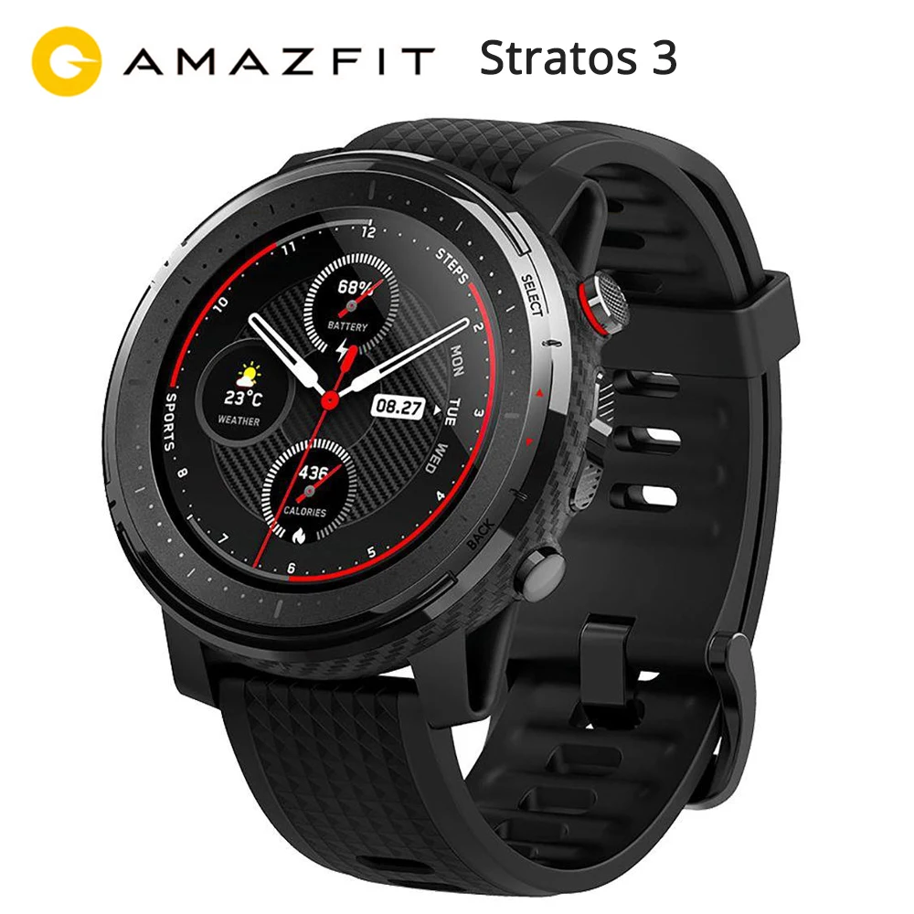 Предпродажа Amazfit Stratos 3 gps умные часы 1,3" экран 14 дней батарея 19 режимов спортивные часы 5 АТМ Водонепроницаемый Bluetooth воспроизведение музыки