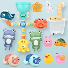 Robinet de douche avec ensemble de pulvérisation d'eau pour enfant, Roue de canard en caoutchouc, jouets de bain pour animaux, jeu d'été