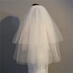 Pretty Wedding Veil 2 Tiers Short Bridal Veil with Comb  Soft Tulle Veil Wedding Accessories in Stock