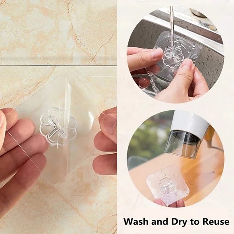 Adhesive Wall Hook Transparent Self Adhesive Hook Wall Hanging Hooks for Hanging Strong Hangers on Wall Decorative for Kitchen Bathroom