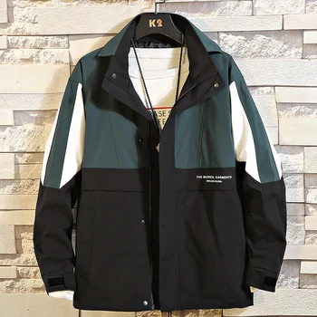 

Modern Jacket Male Spring and Autumn Vertical Collar Coat Black Handsome Tooling Trendy Casual Autumn Jackets Street Wear GG50jk