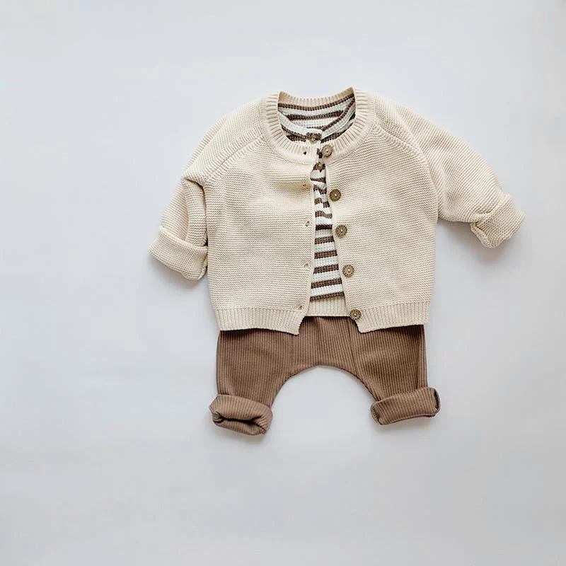 Autumn Baby Boys Girls Knit Sweater Cardigan Long-sleeve Cotton Jacket