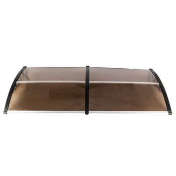 

Door Window Rain Cover Canopy Eaves Outdoor Shelter Household Application Roof Sun Shade Brown Board Black Holder 200 x 100cm