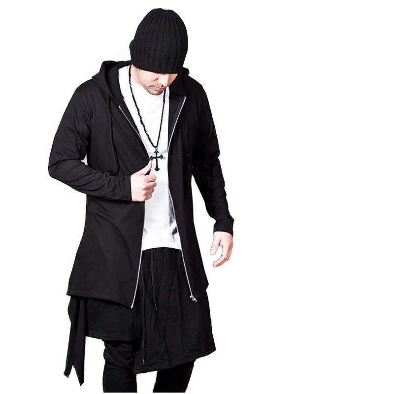 2020 Men Assassins Creed Dark Series Irregular Hooded Cardigan Sweatercoat Long Men Casual Hoodies Coat 5