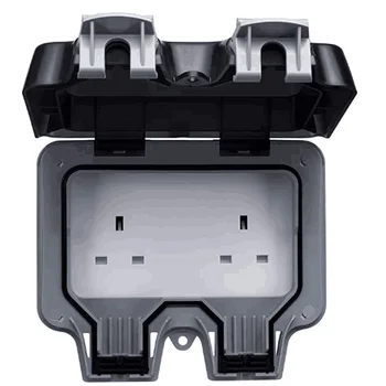 

Double Waterproof Unswitched Socket, Rainstorm-Proof and Splash-Proof Outdoor Power Outlet Box, IP66 Rating,13A UK Plug