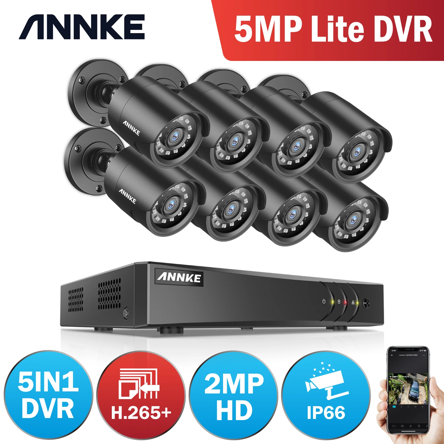 ANNKE 1080P H.264 + 8CH CCTV Camera DVR System 8pcs IP66 Waterproof 2.0MP Bullet s Home Video комплект системы