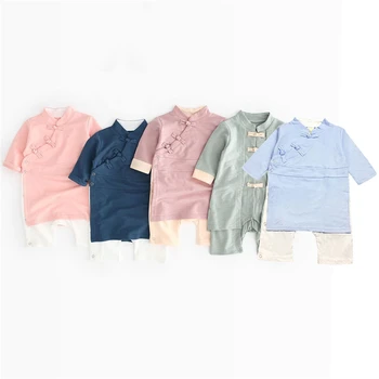 

Infant Boys Girls Romper Chinese National Style Traditional Clothing Newborn Long Sleeve Button Jumpsuit Baby Clothes 3-24M A20