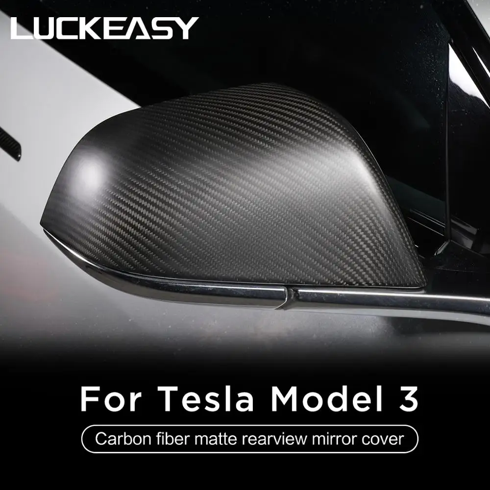 LUCKEASY матовый чехол для зеркала заднего вида Tesla Model 3 2017-2020 из углеродного волокна