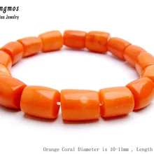Qingmos браслет из натурального коралла для женщин с оранжевым подлинным 10-11 мм толщиной ломтик Коралл эластичный браслет ювелирные изделия bra142 Pulseira