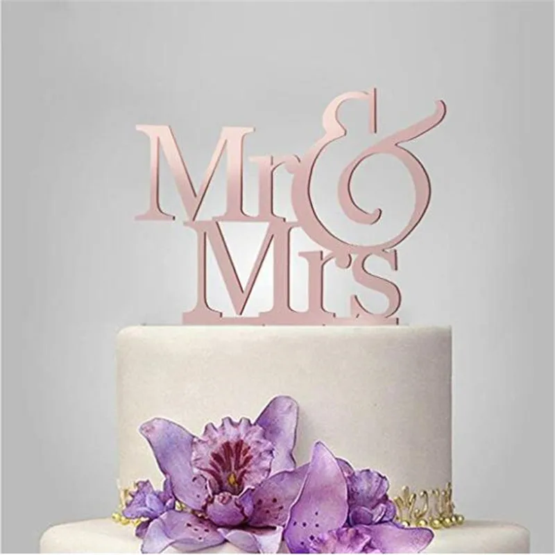 Зеркало, розовое золото любовь торт Топпер Mr» и «Mrs» торт топпера, свадьбы для годовщины помолвки свадебный душ фигурки для торта украшения