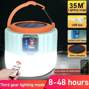 

Remote Solar LED Camping Lantern USB Rechargeable Bulb Ourdoor Tent Light Emergency Led Spotlight Phone Charge Hiking Fishing