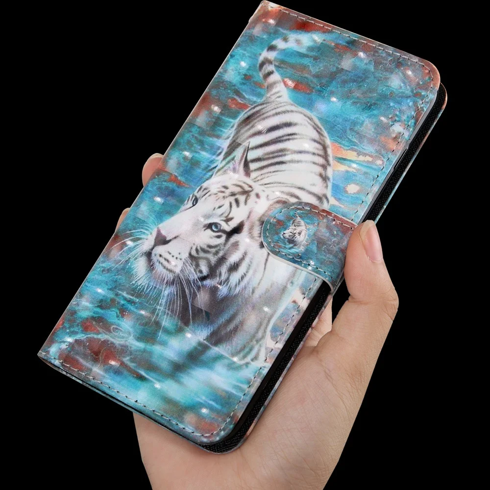 cell phone pouch with strap 3D Cat Dog Flower Painted Flip Leather Case For Samsung Note 9 10 20 S8 S9 S10 S20 Plus Ultra Lite FE E J2 J4 J6 2018 Book Cover wallet phone case