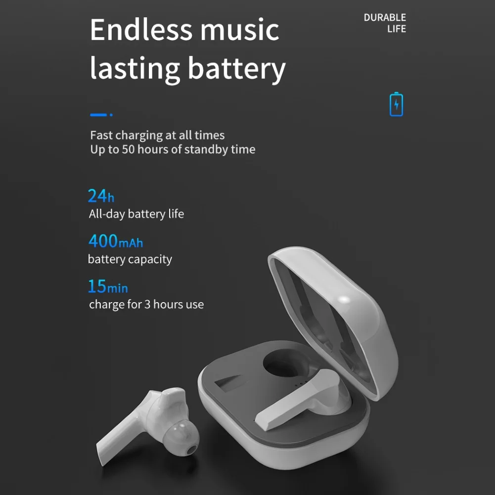 Mini Wireless Bluetooth 5 0 HiFi In Ear Earphones Sports Earbuds for iOS Android