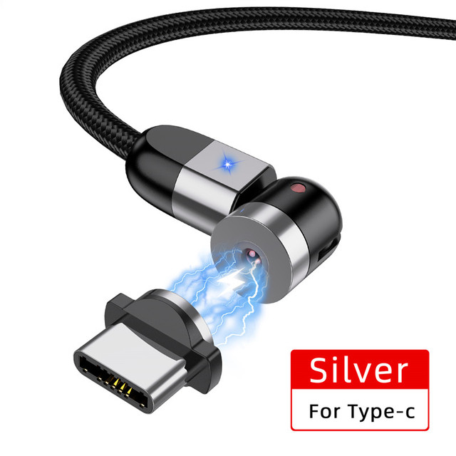 2m LED 540 Rotate Magnetic Cable Micro Type C Phone Cable For iPhone12 Pro XS Max Samsung Xiaomi USB C Cord Wire Cable