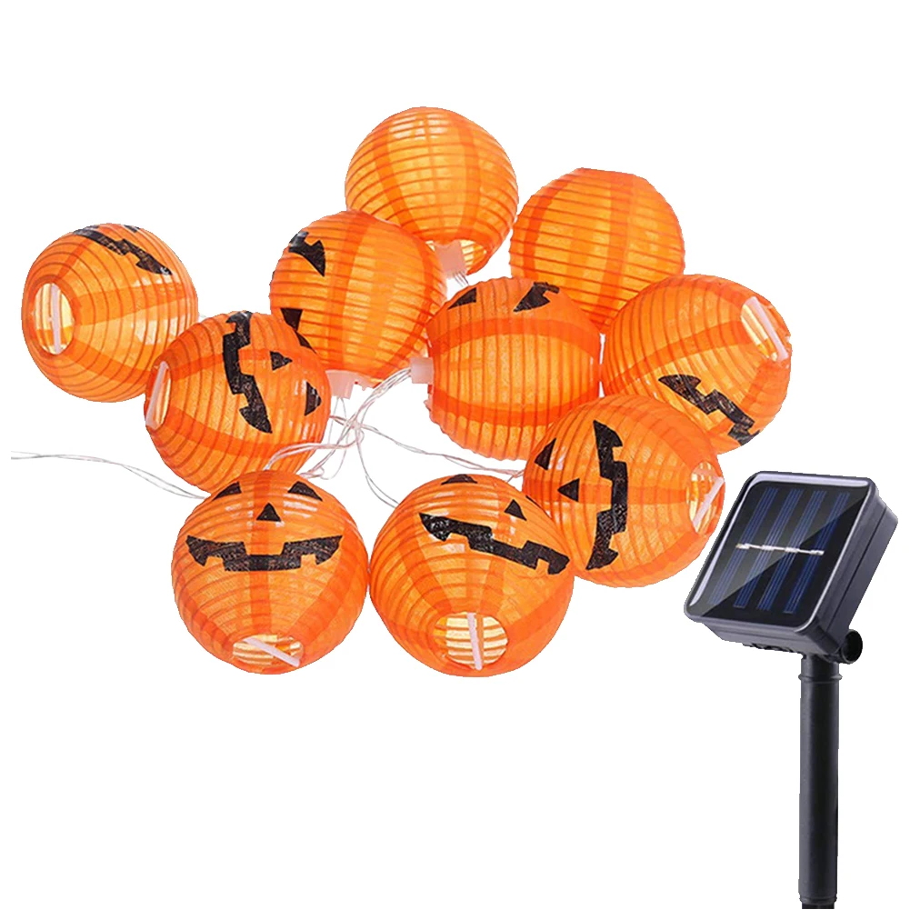 Warm White Lantern Гирлянды для Хэллоуина, Рождественская елка, тыква, в форме двора, крытый, открытый, 3D Led, подвесные, праздничные украшения, на солнечных батареях - Испускаемый цвет: Warm White Lantern