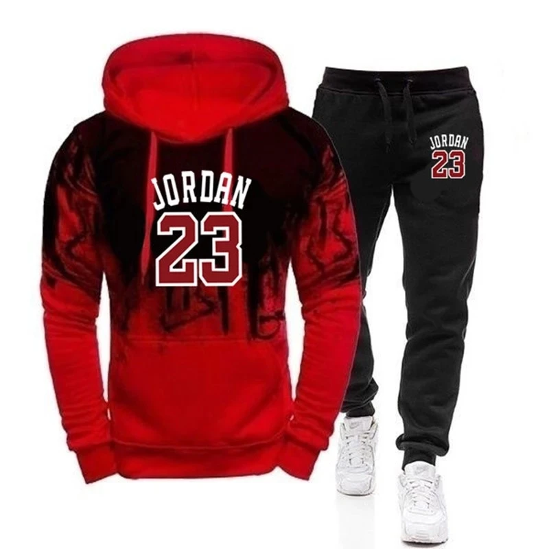 

2020 new casual sports suit men's hooded color-blocking sweatshirt spring and autumn men's pullover hoodie + pants jogging suit