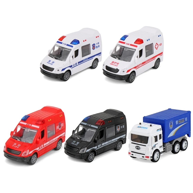 Miniature Educational Inertia Car Fire Truck Ambulance Vehicle Toy Realistic Friction Pull Back Police Set | Игрушки и хобби
