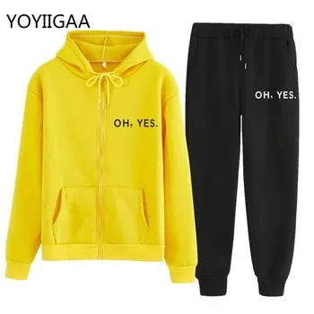 

2020 Autumn Winter Zipper Women Hooded Sweater Casual 2 Pieces Suit Tracksuit Female Hoodies Hooded Fashion Woman Clothes