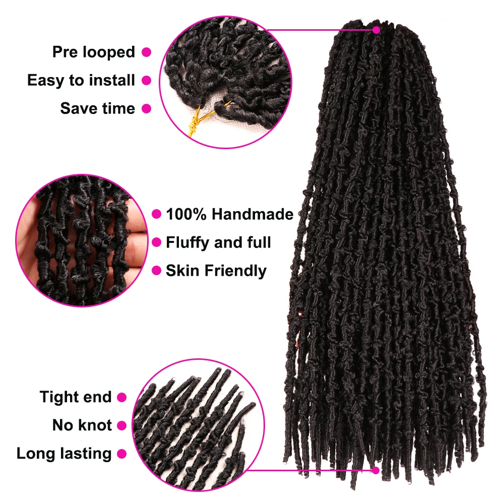 Dansama Synthetic 18inch Butterfly Locs Crochet Hair Soft Locs Crochet Braids Handmade Distressed Faux Locs Hair Extension