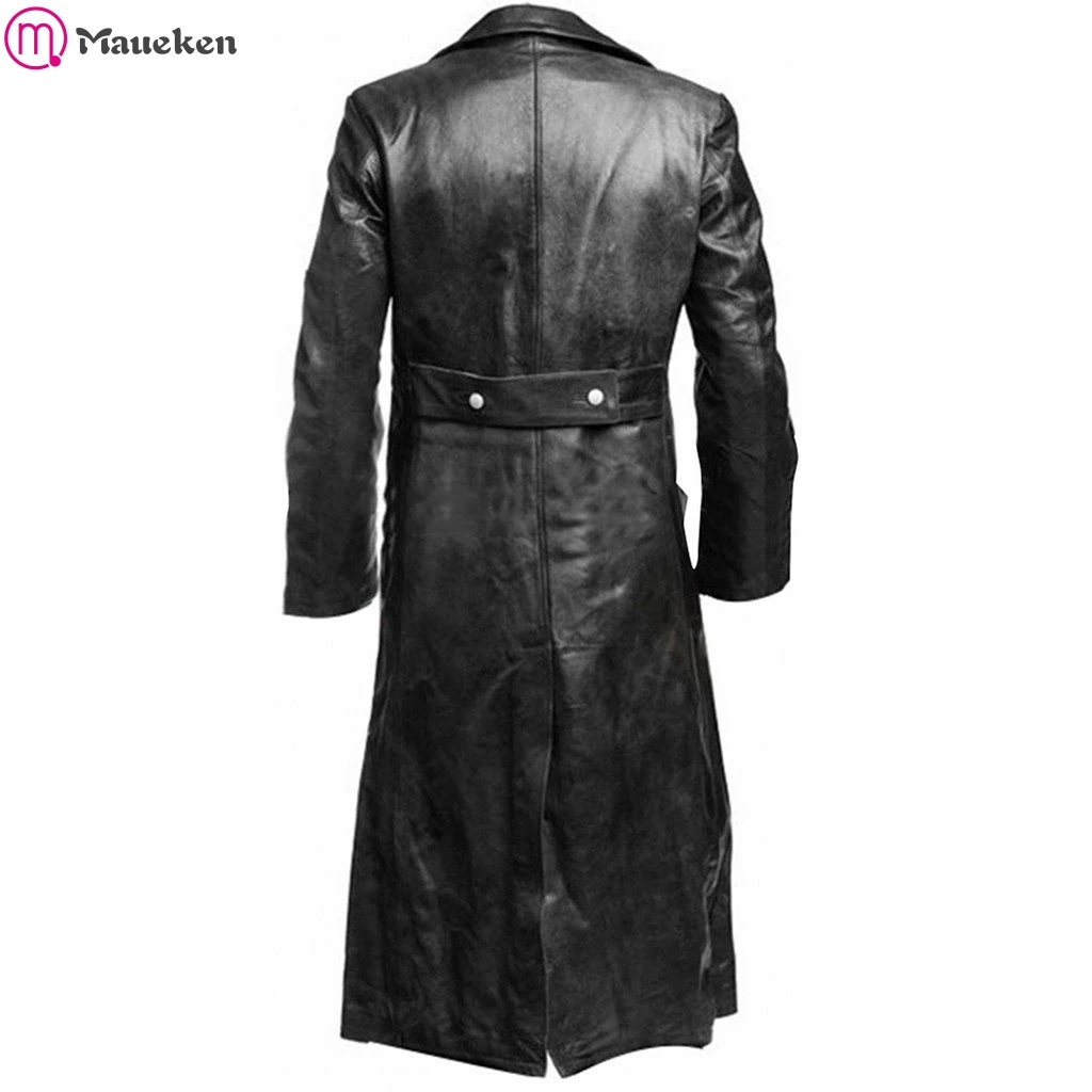Средневековая винтажная кожаная куртка мужская Повседневная одежда из искусственной кожи мужские длинные кожаные куртки пальто уличная куртка из искусственной кожи