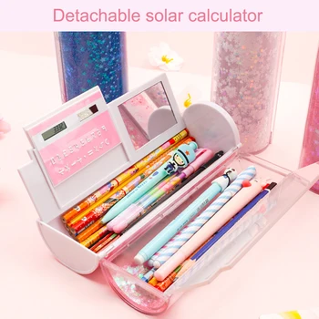 

Multifunctional Can Shine Luminous Quicksand Pencil Cases Cool Cute Students to Use Creative Pen Box With Calculator